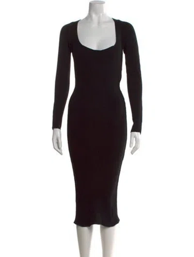 Pre-owned Anna October Square Neckline Midi Length Dress In Black