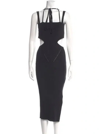 Pre-owned Anna October Square Neckline Midi Length Dress In Gray
