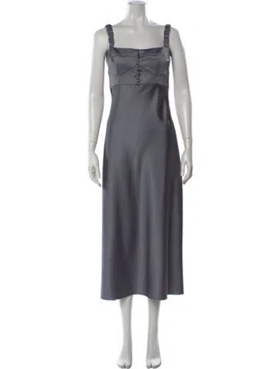 Pre-owned Anna October Square Neckline Midi Length Dress In Gray