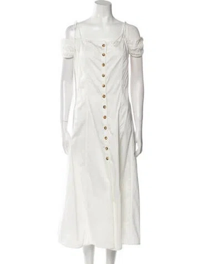 Pre-owned Anna October Square Neckline Midi Length Dress In Neutral