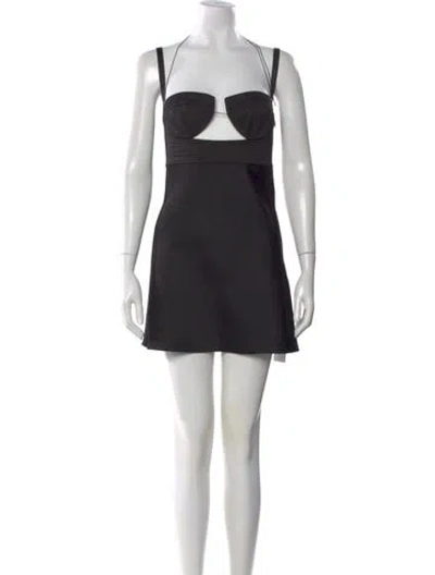 Pre-owned Anna October Square Neckline Mini Dress In Black