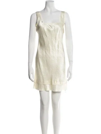 Pre-owned Anna October Square Neckline Mini Dress In Neutral