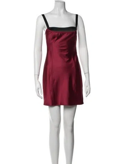 Pre-owned Anna October Square Neckline Mini Dress In Red