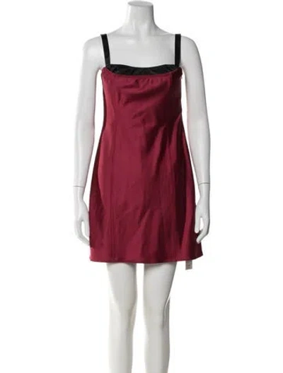 Pre-owned Anna October Square Neckline Mini Dress W/ Tags In Burgundy