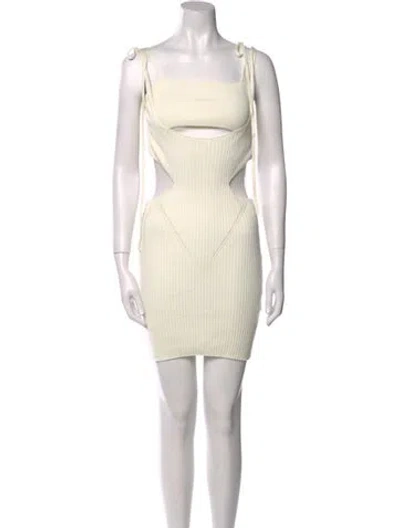 Pre-owned Anna October Square Neckline Mini Dress In White