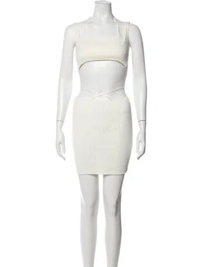 Pre-owned Anna October Square Neckline Mini Dress In White