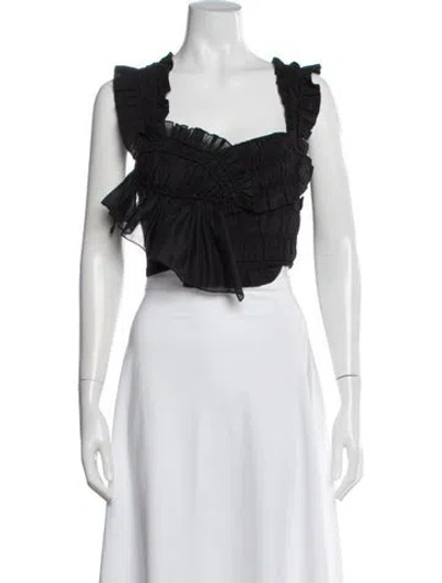 Pre-owned Anna October Square Neckline Sleeveless Crop Top In Black
