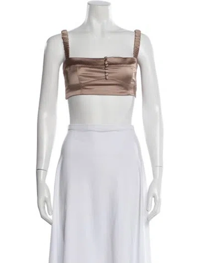 Pre-owned Anna October Square Neckline Sleeveless Crop Top In Gray