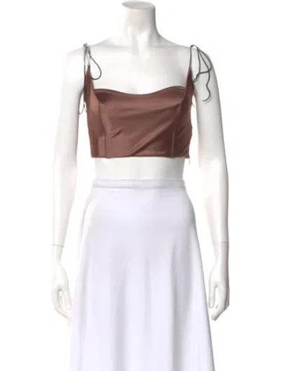 Pre-owned Anna October Square Neckline Sleeveless Crop Top In Gray
