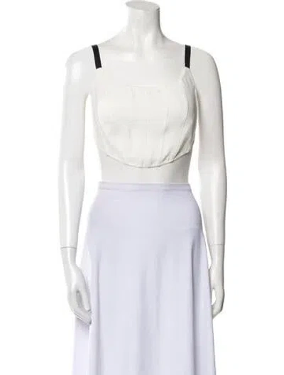 Pre-owned Anna October Square Neckline Sleeveless Crop Top W/ Tags In White