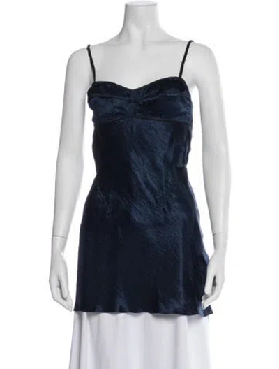 Pre-owned Anna October Square Neckline Sleeveless Top In Blue