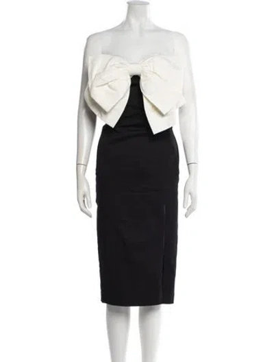 Pre-owned Anna October Strapless Knee-length Dress In Black