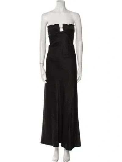 Pre-owned Anna October Strapless Long Dress In Black