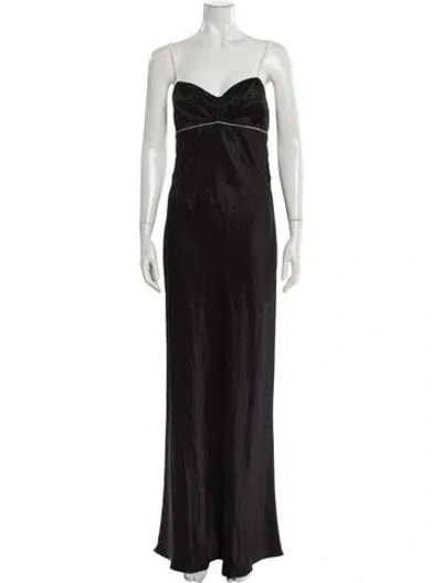 Pre-owned Anna October Strapless Long Dress In Black