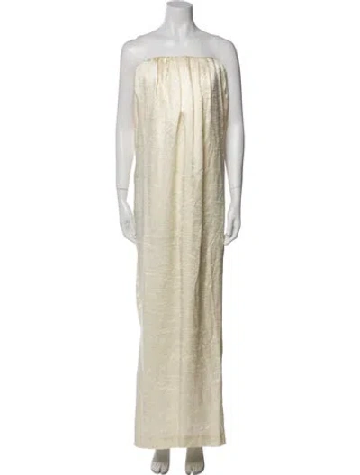 Pre-owned Anna October Strapless Long Dress In Neutral