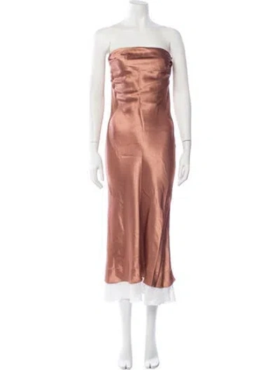 Pre-owned Anna October Strapless Midi Length Dress In Neutrals
