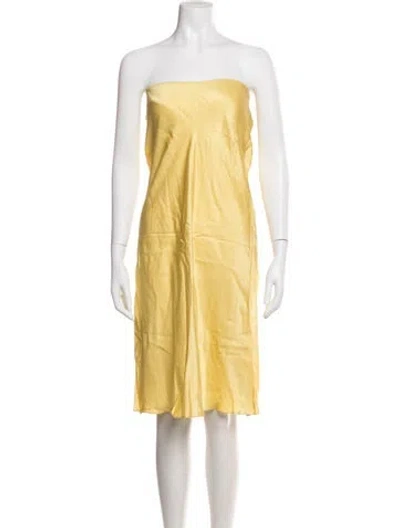 Pre-owned Anna October Strapless Midi Length Dress In Yellow