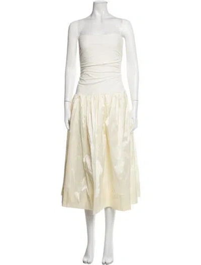 Pre-owned Anna October Strapless Midi Length Dress In Yellow