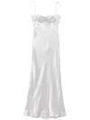 Anna October Tulip Satin Midi Dress In Grey