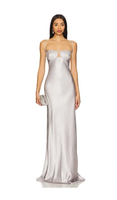 Anna October Tulip Maxi Dress In 银色
