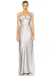 Anna October Tulip Satin Midi Dress In Silver