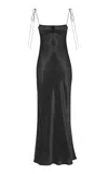 Anna October Tulip Satin Maxi Dress In Black