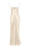 Anna October Tulip Satin Maxi Dress In Ivory