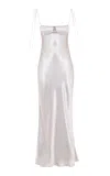 Anna October Tulip Satin Midi Dress In Silver