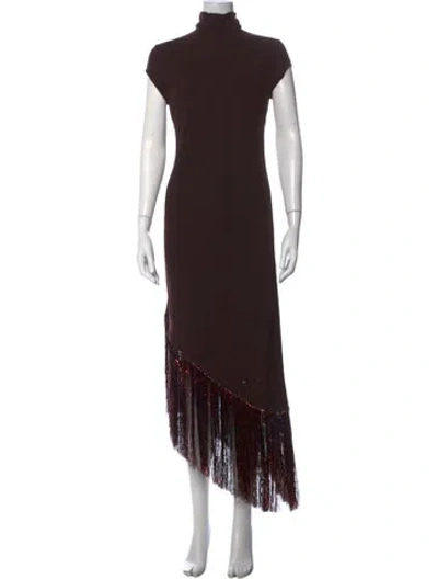 Pre-owned Anna October Turtleneck Long Dress In Brown
