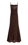 Anna October Veronica Jacquard Maxi Slip Dress In Brown