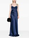 Anna October Matelassé Detailed Maxi Dress In Blue