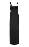 Anna October Violette Bustier Satin Maxi Dress In Black