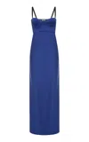 Anna October Violette Bustier Satin Maxi Dress In Blue