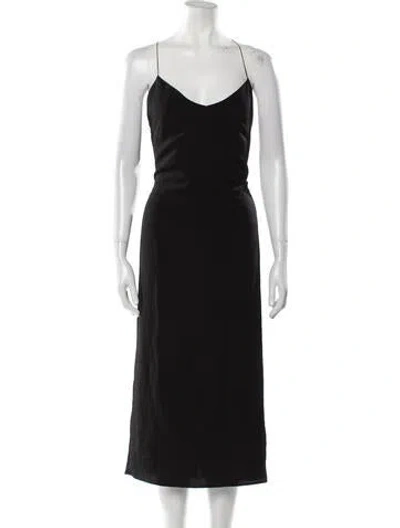 Pre-owned Anna October V-neck Long Dress In Black