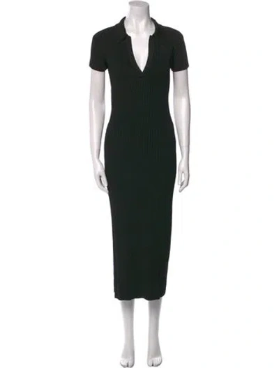 Pre-owned Anna October V-neck Long Dress In Black
