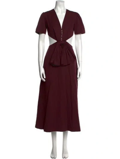 Pre-owned Anna October V-neck Long Dress In Burgundy