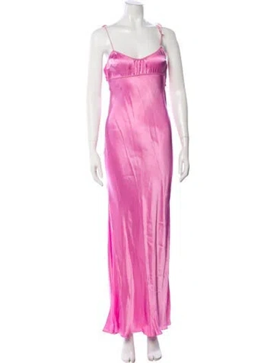 Pre-owned Anna October V-neck Long Dress In Pink