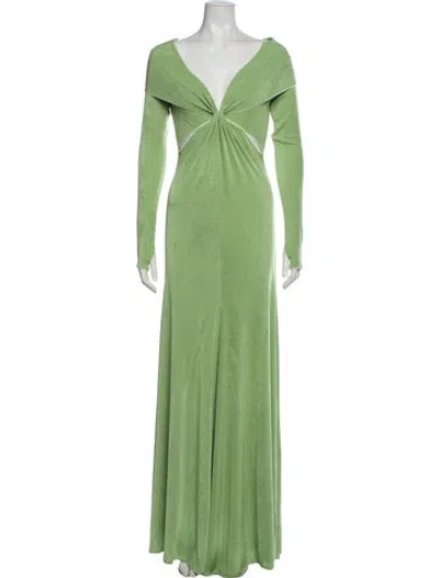 Pre-owned Anna October V-neck Long Dress W/ Tags In Green