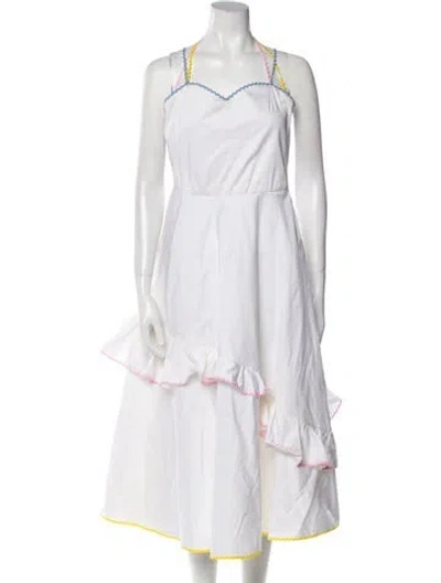 Pre-owned Anna October V-neck Long Dress In White