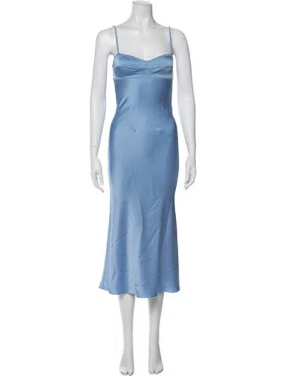 Pre-owned Anna October V-neck Midi Length Dress In Blue