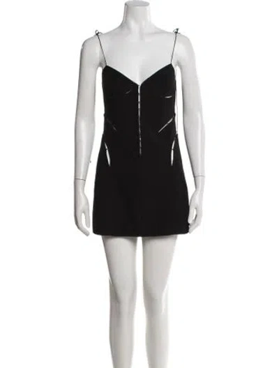 Pre-owned Anna October V-neck Mini Dress In Black