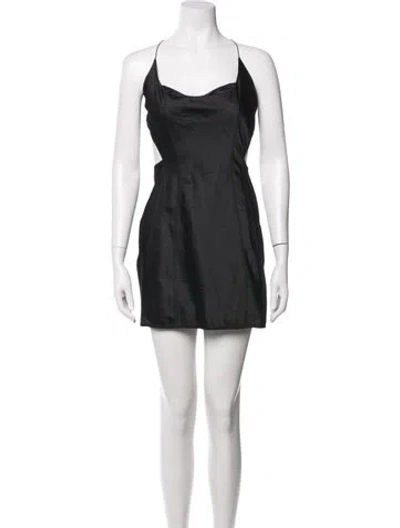 Pre-owned Anna October V-neck Mini Dress In Black