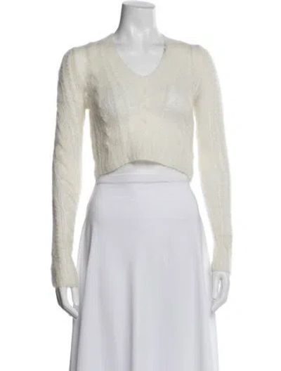 Pre-owned Anna October V-neck Sweater In White