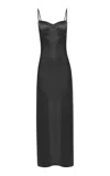 Anna October Waterlily Bustier Satin Midi Dress In Black