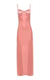 Anna October Waterlily Bustier Satin Midi Dress In Pink