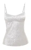 Anna October Waterlily Crinkled Satin Top In Silver