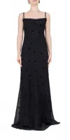 Anna October Coletta Sheer Polka Dot Maxi Dress In Blue