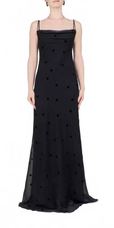 ANNA OCTOBER WOMEN'S COLETTA SHEER POLKA DOT MAXI DRESS IN BLACK