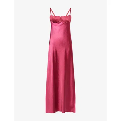 Anna October Womens Berry Tulip Shoulder-straps Woven Maxi Dress In Pink
