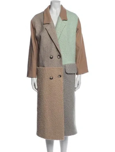 Pre-owned Anna October Wool Colorblock Pattern Coat In Neutrals